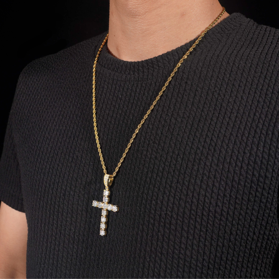 Moissanite Cross Pendant – 925 Silver