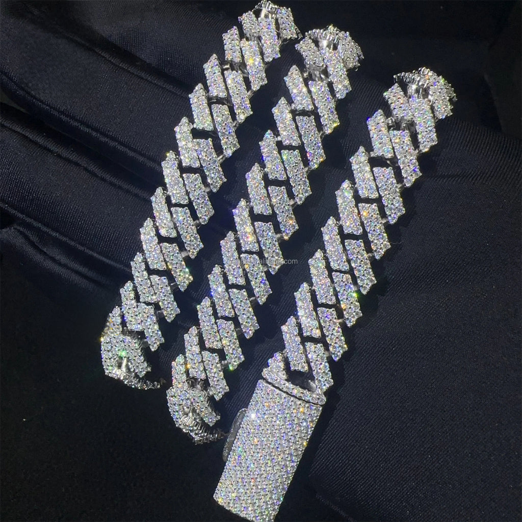 12mm Iced Out 925 Silver Cuban Link Bracelet