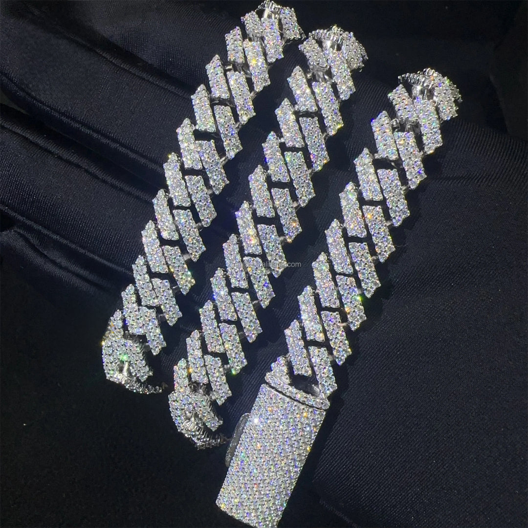 12mm Iced Out 925 Silver Cuban Link Bracelet