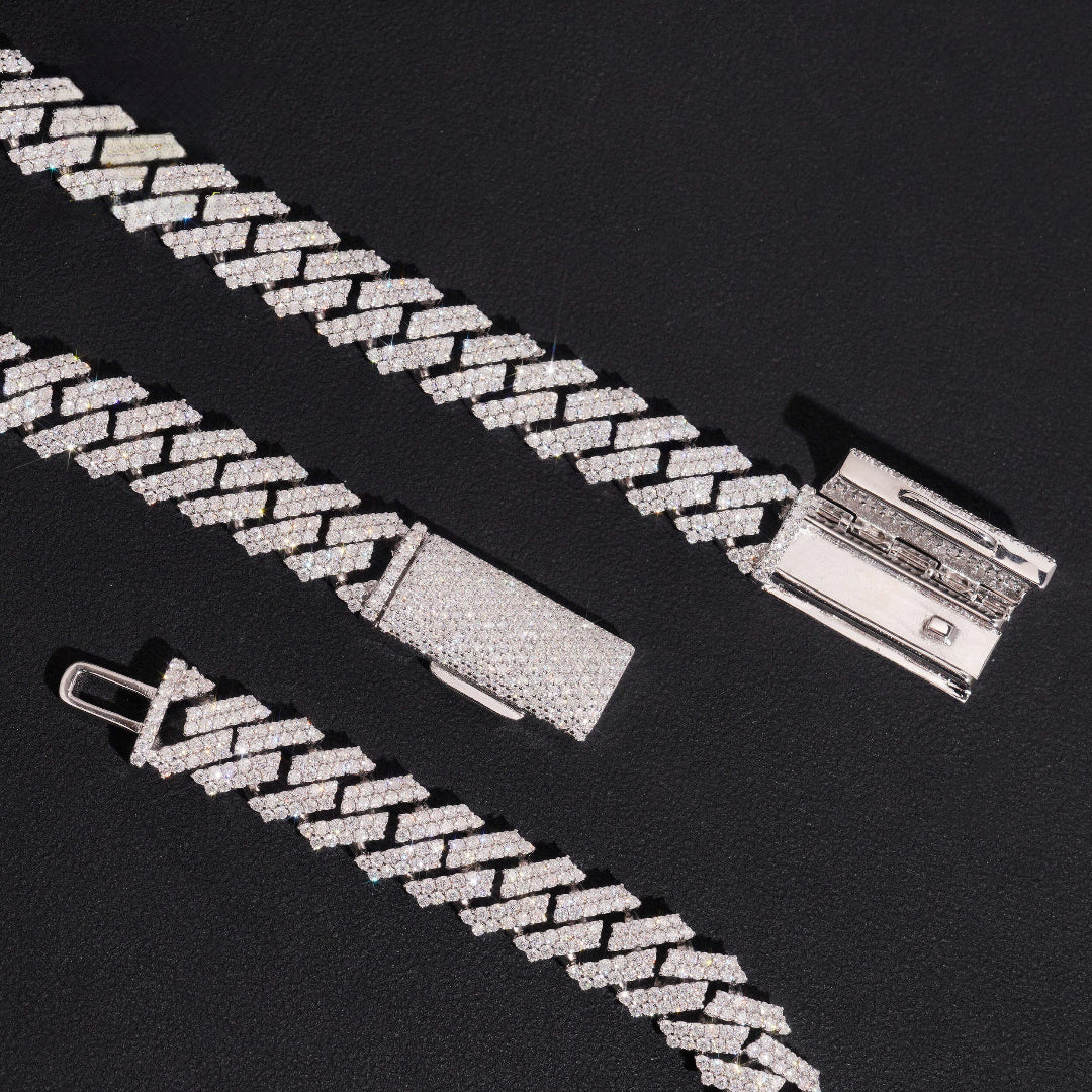 12mm Iced Out 925 Silver Cuban Link Bracelet