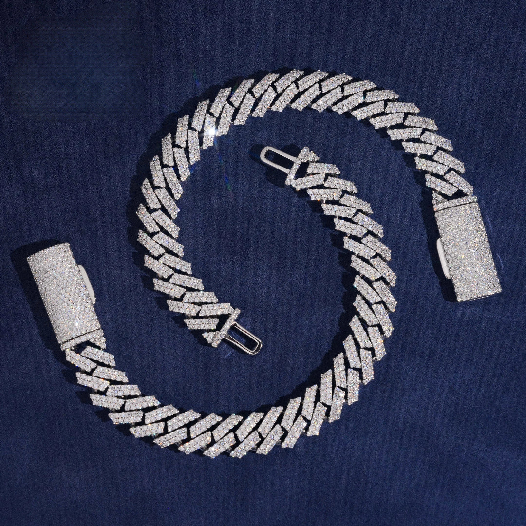 12mm Iced Out 925 Silver Cuban Link Bracelet