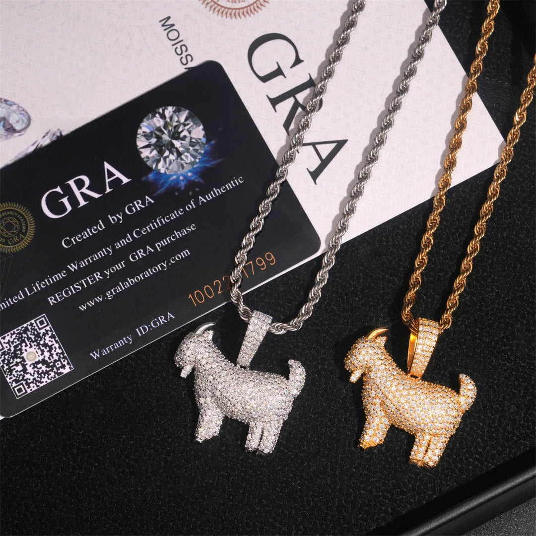 GOAT Pendant in 925 Silver – Moissanite Iced Out Statement Piece