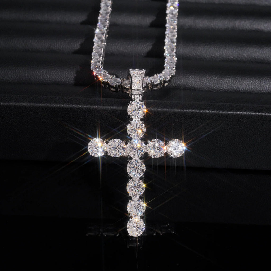 Moissanite Cross Pendant – 925 Silver