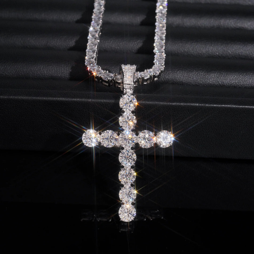 Moissanite Cross Pendant – 925 Silver