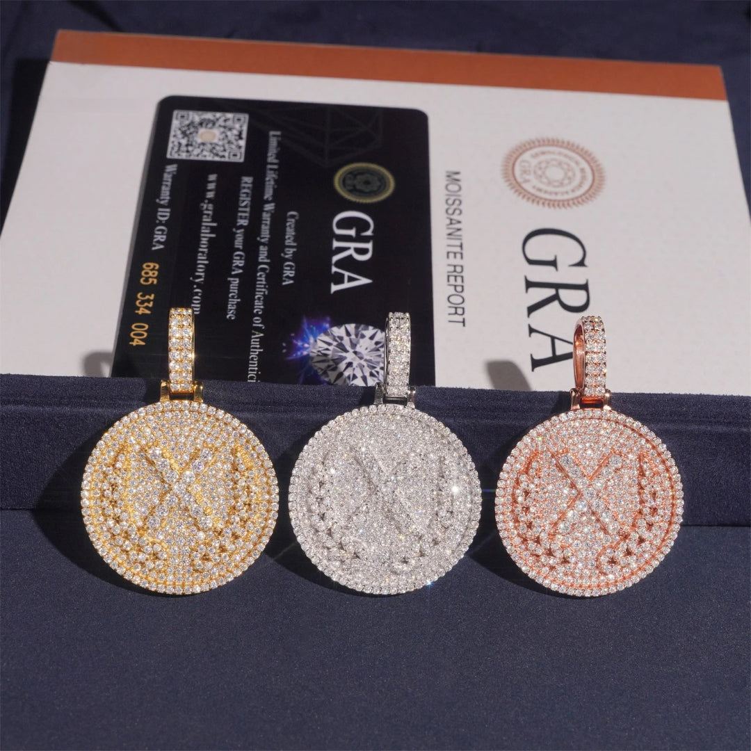 The “X” Pendant – Iced Moissanite Power Symbol in 925 Silver