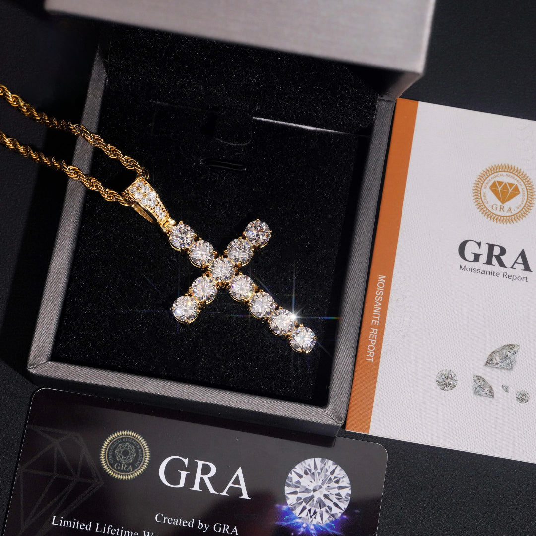 Moissanite Cross Pendant – 925 Silver