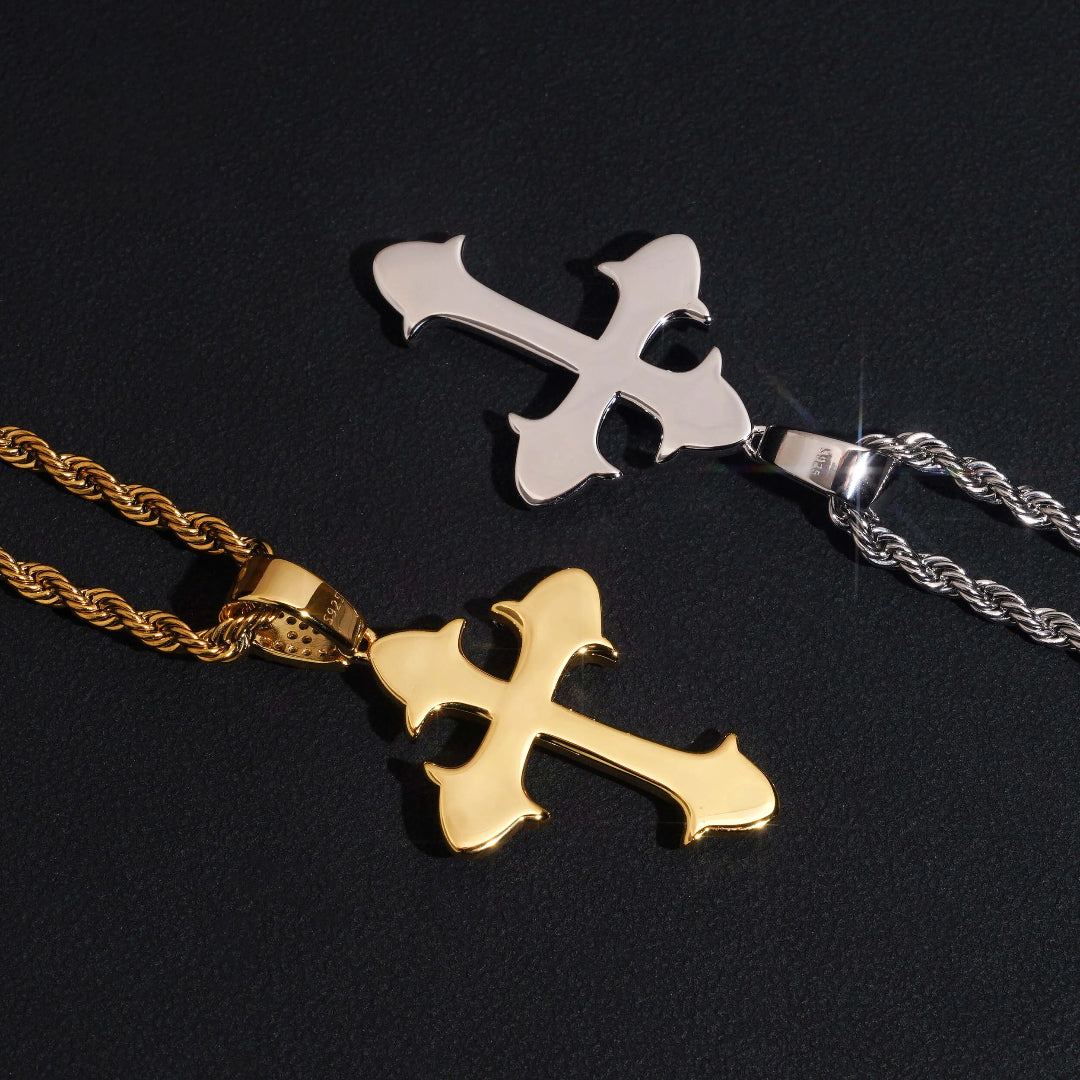 Gothic Moissanite Cross Pendant – 925 Silver Symbol of Power & Purpose