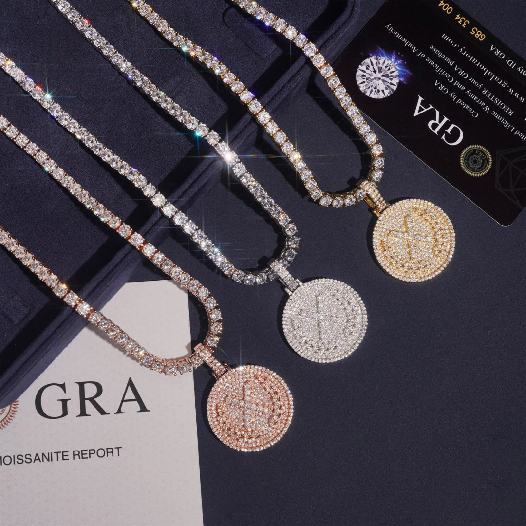 The “X” Pendant – Iced Moissanite Power Symbol in 925 Silver