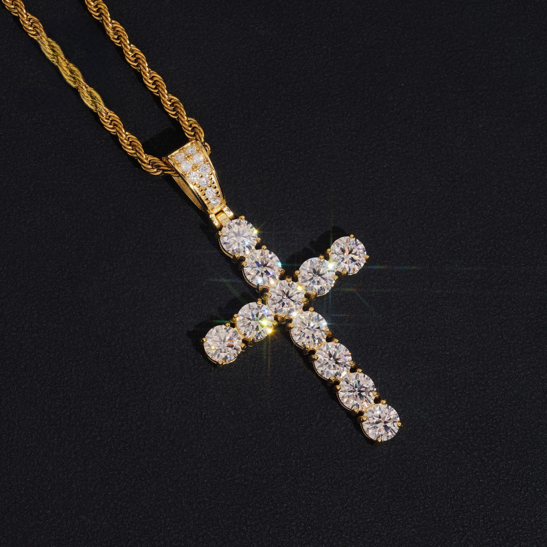 Moissanite Cross Pendant – 925 Silver