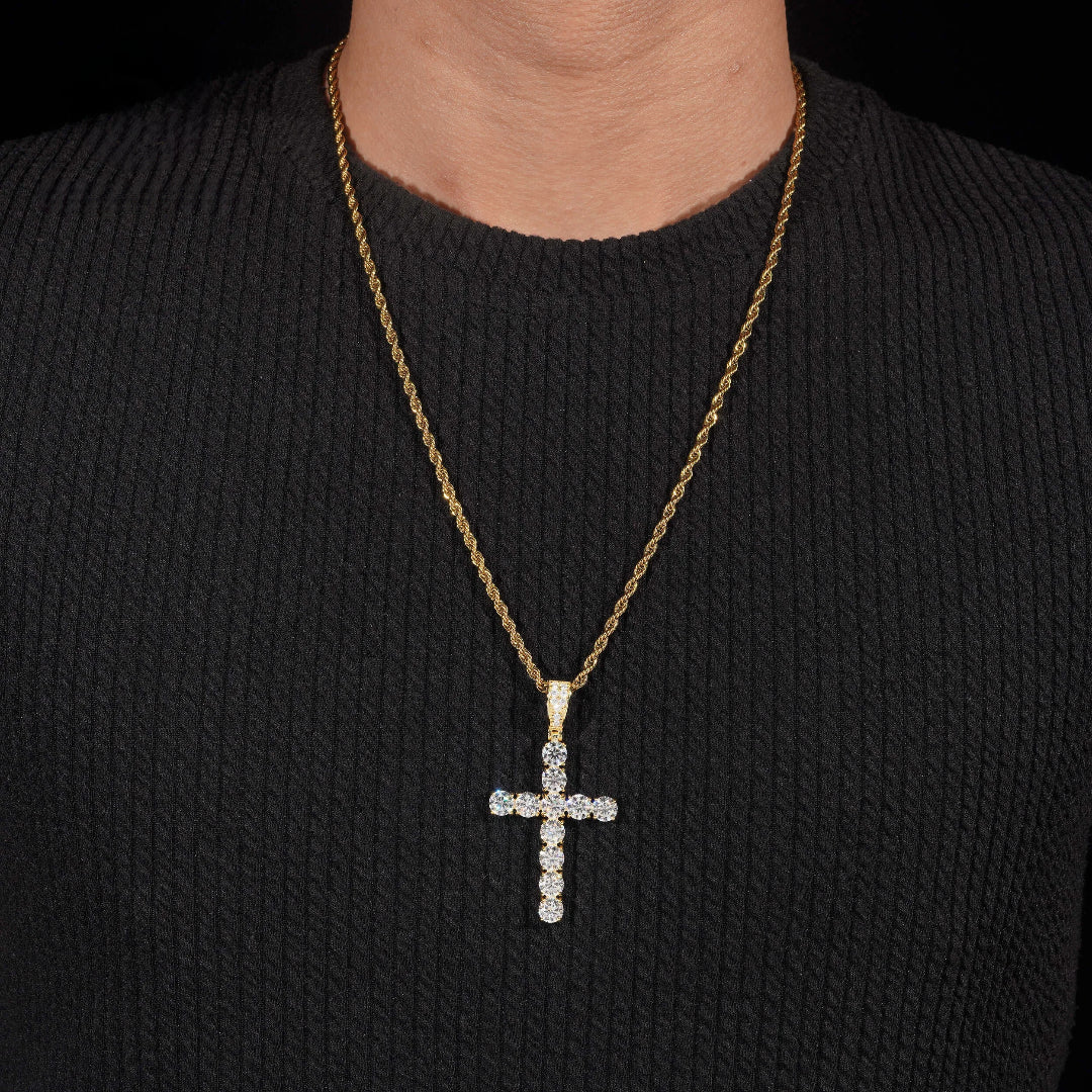 Moissanite Cross Pendant – 925 Silver