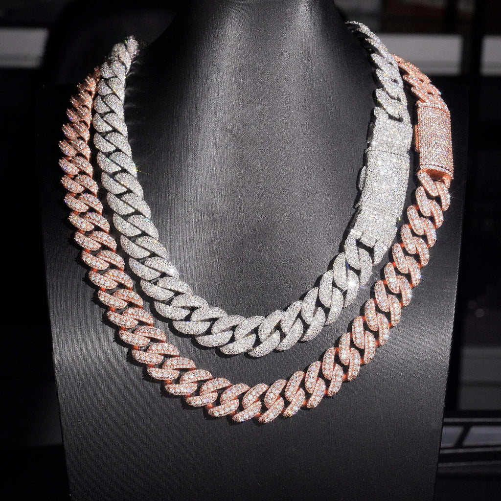 15mm Moissanite Cuban Link Chain – Iced Out in 925 Silver