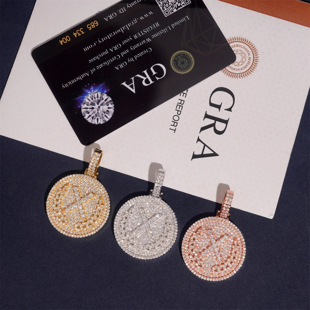 The “X” Pendant – Iced Moissanite Power Symbol in 925 Silver