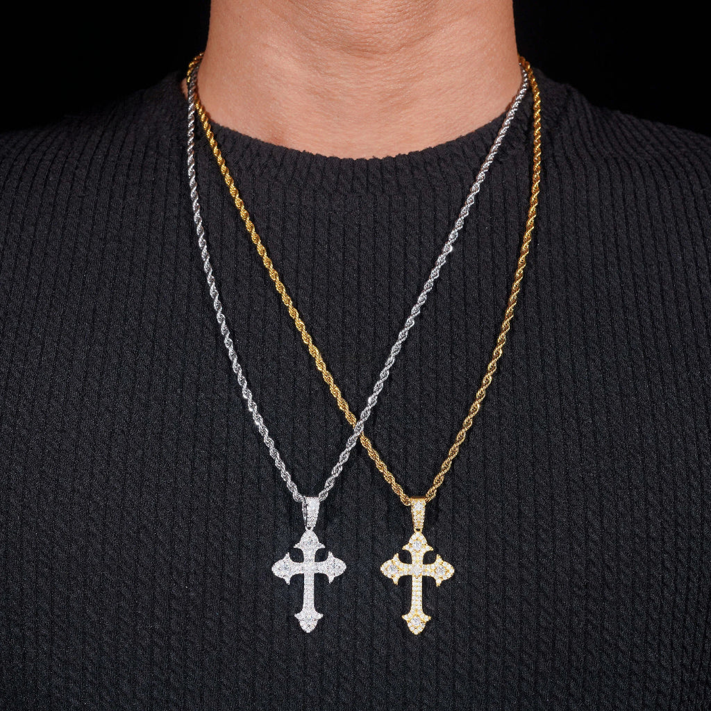 Gothic Moissanite Cross Pendant – 925 Silver Symbol of Power & Purpose