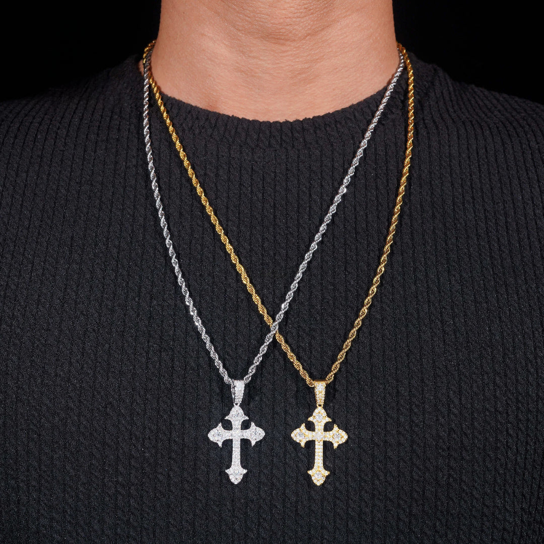 Gothic Moissanite Cross Pendant – 925 Silver Symbol of Power & Purpose