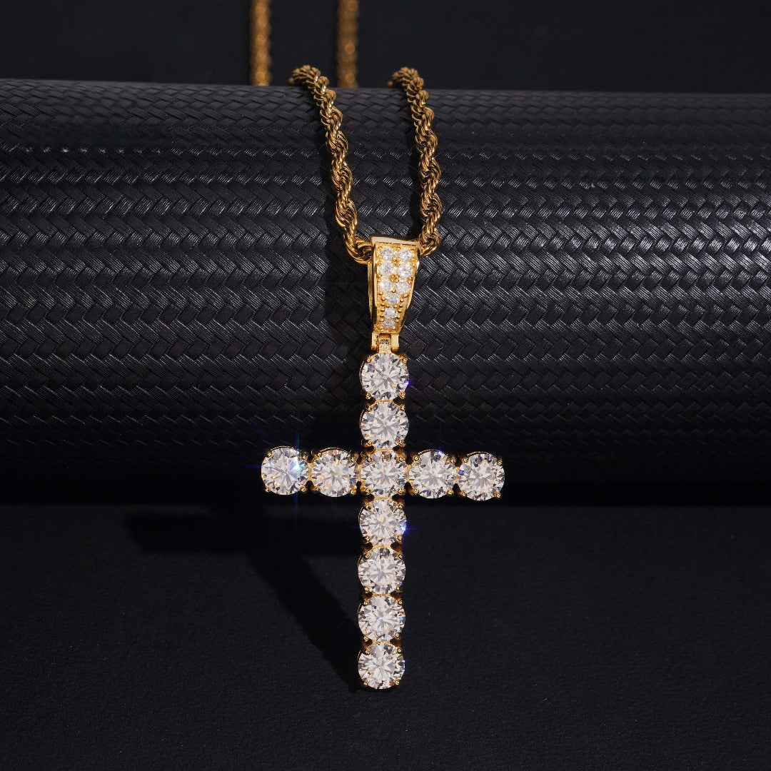 Moissanite Cross Pendant – 925 Silver
