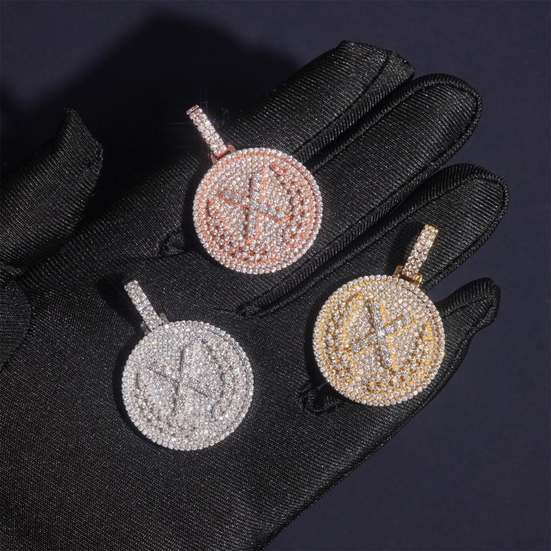The “X” Pendant – Iced Moissanite Power Symbol in 925 Silver