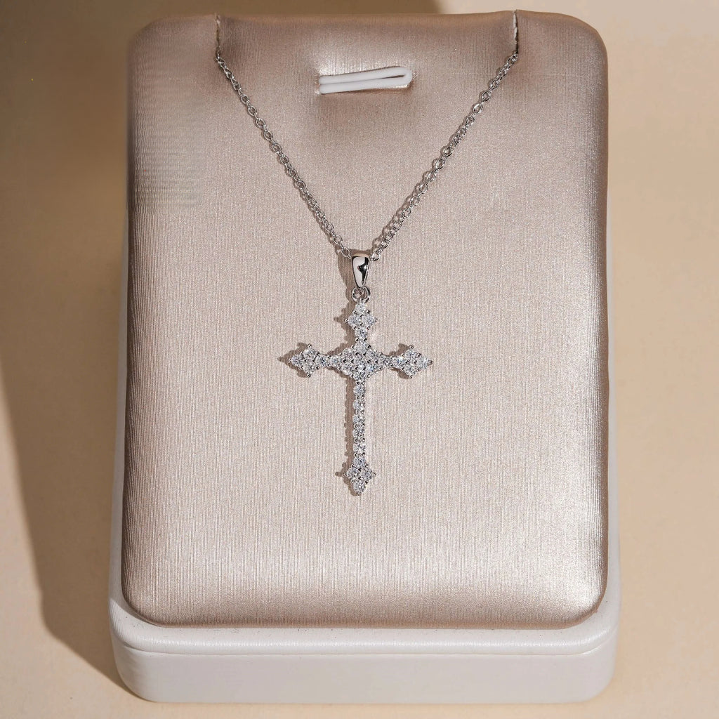 925 Silver Moissanite Cross Pendant – Iced Out Shine