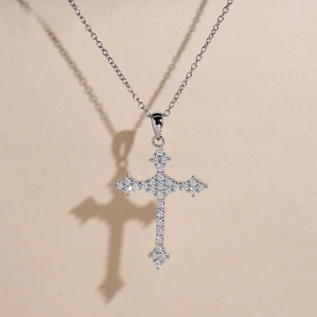 925 Silver Moissanite Cross Pendant – Iced Out Shine