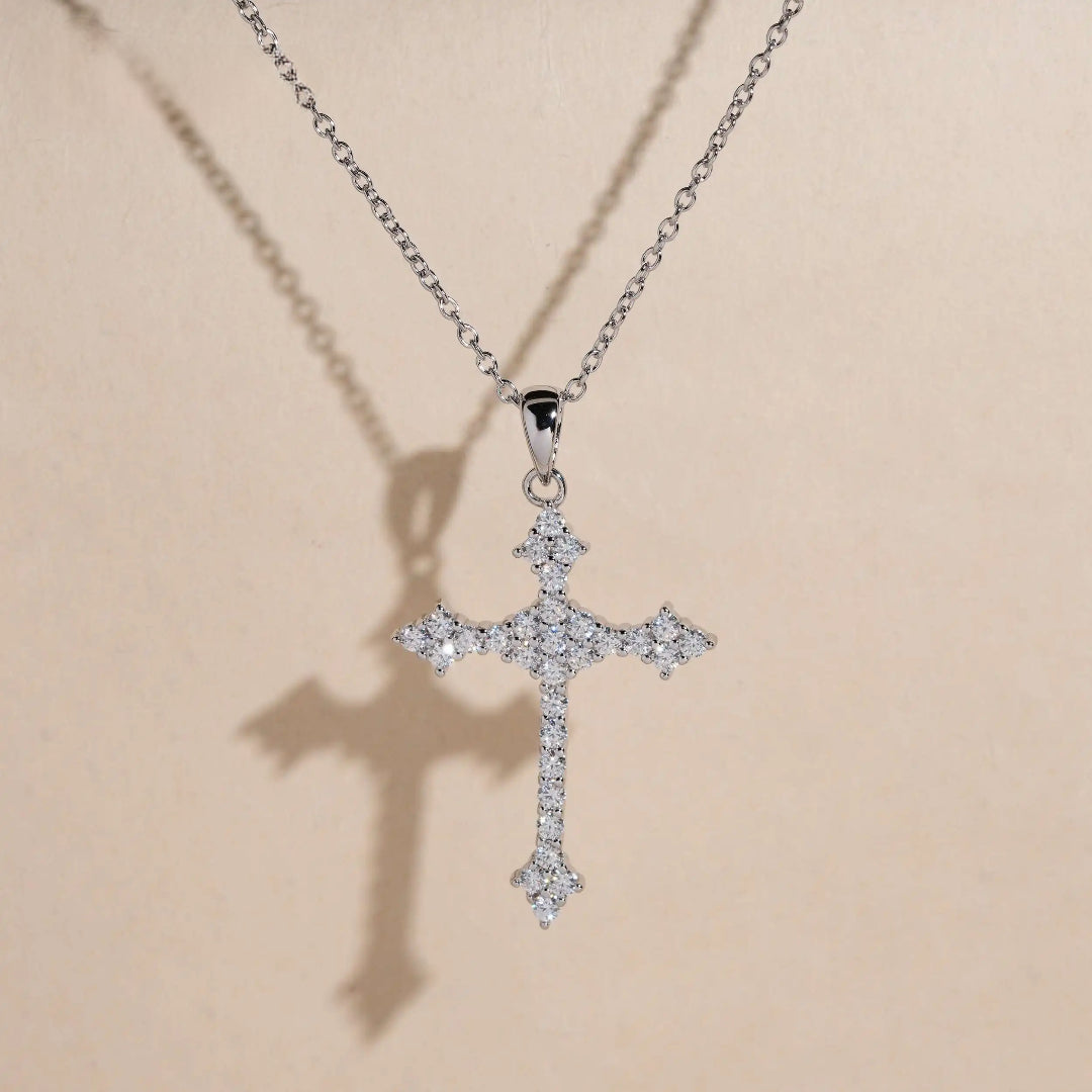 925 Silver Moissanite Cross Pendant – Iced Out Shine