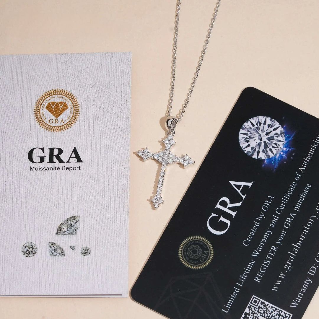 925 Silver Moissanite Cross Pendant – Iced Out Shine